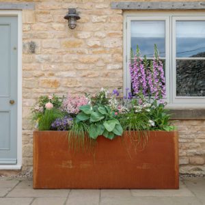 Handcrafted steel trough planter